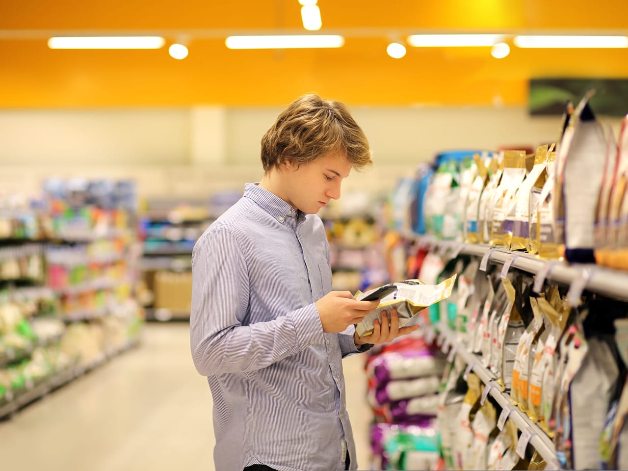 A man browsing goods in a shop